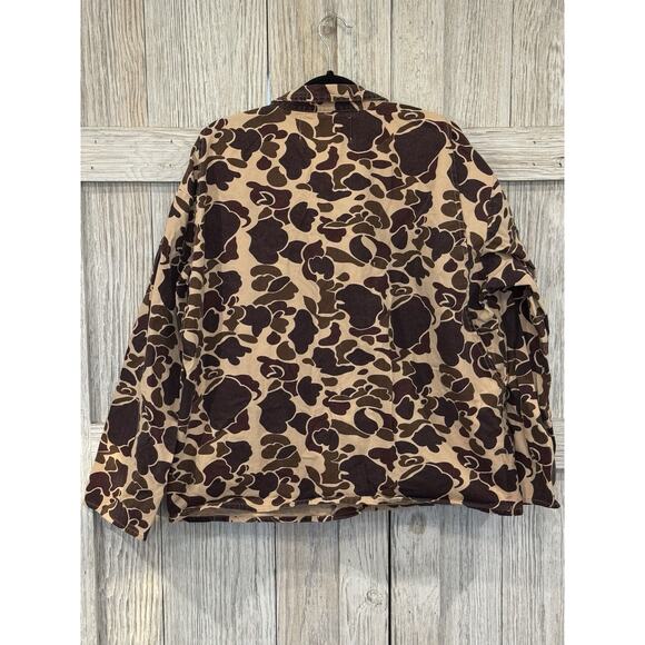 VINTAGE Winchester Jacket large Brown Frog Camo Lightweight Duck Hunting Button - Picture 2 of 6